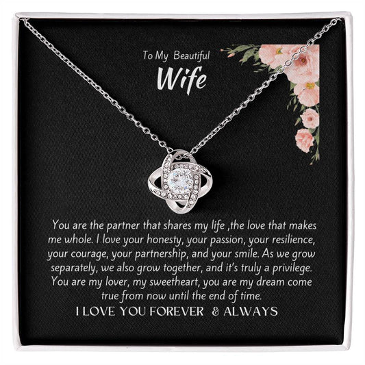 To My Beautiful Wife | Love Knot Necklace